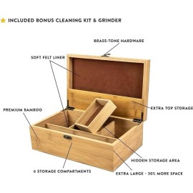 Large Premium Bamboo Wooden Stash Box for Discrete Storage of Smoking and Vaping