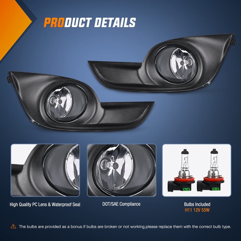 Nilight Fog Light Assembly Compatible with 2013 2014 2015 Nissan