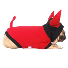 iChoue Buffalo Horn Winter Coats Clothes Hoodies Costumes for French Bulldogs, Pugs, English Bulldogs, Keep Your Dogs Warm and Stylish. Add Fun to Your pet’s Wardrobe - Red, Large