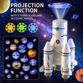 BLmukce Space Rocket Toys, STEM Launch Set with Light/Sound/Smoke, Educational Aerospace Model for Kids, Projection Lamp & 2 Astronauts, Gift for Boys Girls 3,4,5,6,7,8 Years Old