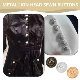 The Lord of the Tools 9 Pieces Lion Head Sewing Buttons Embossed Lion Pattern Metal Round Button Set for Blazer Suits Sports Coat Uniform Gold Silver Bronze, 20 mm