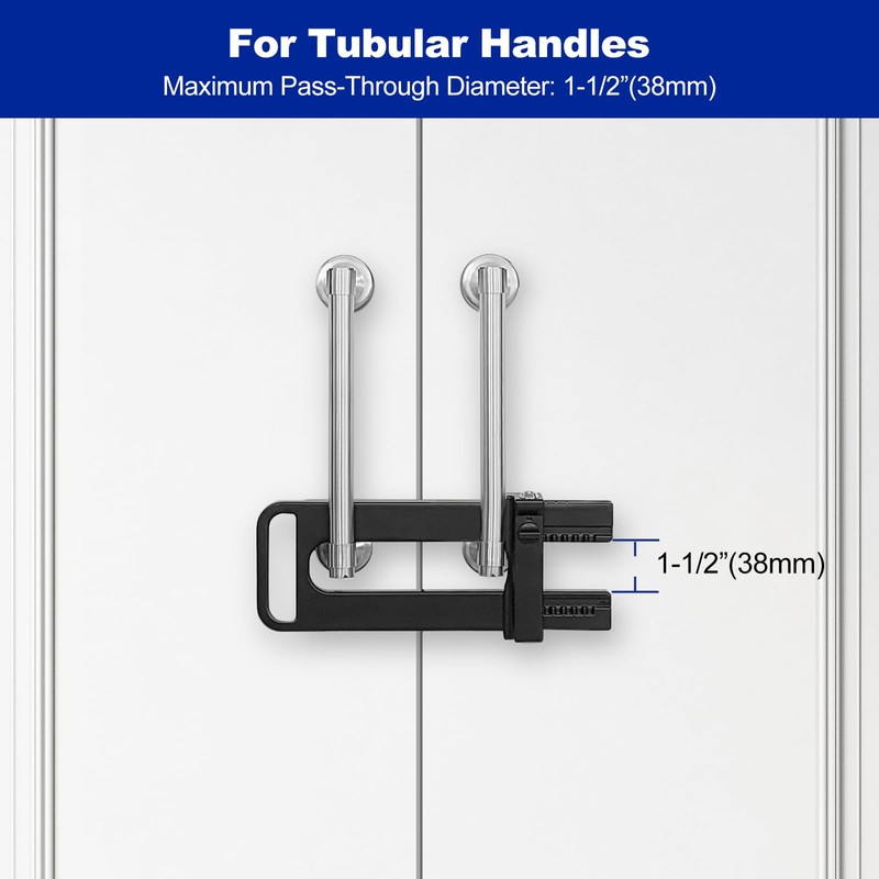 MOSECYOU Double Door Locking Device, French Door Lock Security Barricade,