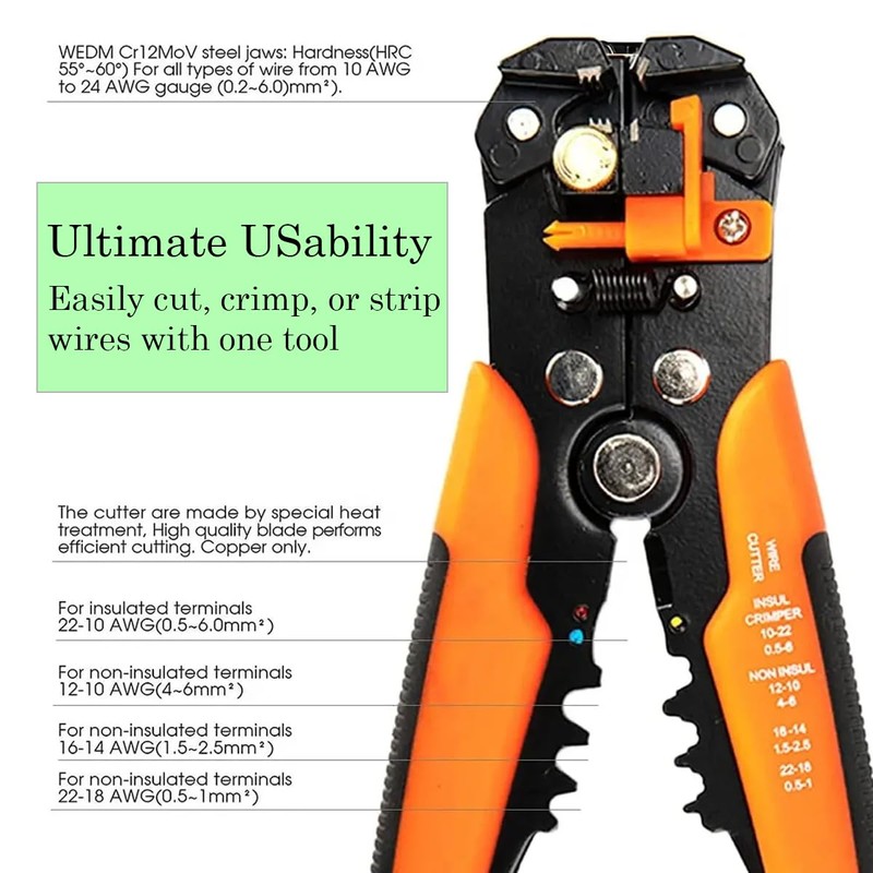 Adjustable Cable Wire Stripper - Automatic Wire Crimping Tool, DIY
