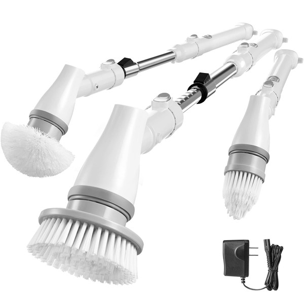 Electric Spin Scrubber, Power Bathroom Brushes for Cleaning, Cordless Shower Scrubber with 3 Brushes Heads for Tiles, Showers, Bathroom, Windows, Kitchen, Floor, Bathtub