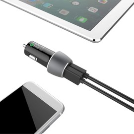 PRO 33 Watt Car Kit Compatible with LG LG XBOOM Go PL2P Plus Data, Durable Quick Adaptive Fast Charging Dual USB-C/MicroUSB Long 4ft Cables