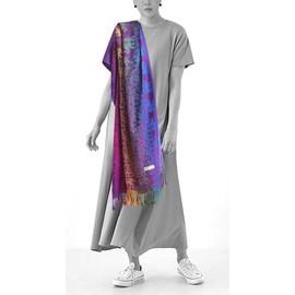 Bijoux de Ja Woven Rainbow color Elephant in Circle Pride Soft Fringe Pashmina Shawl Scarf Wrap (Rainbow 5)