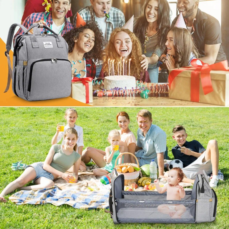 Mochila Pañalera Para Bebé Multifuncional Impermeable Con Us Color Diseño