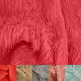 Stylish FABRIC Luxury Shag Faux Fur-Fabric by The Yard-Soft, Shaggy Mohair-for Sewing, Costumes, Pillows, Rugs, Apparel, Clothing, Decorations, Upholstery, Home DIY Projects, Coral 20X36