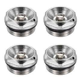 PATIKIL 1/2" BSP Male Thread Manual Radiator Air Vent Plugs, 4 Pack Nickel Plated Brass Plugs for Radiator Heater, Silver