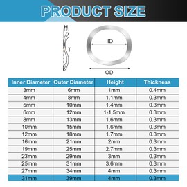 sourcing map Wave Spring Washer, 20Pcs 31mm x 39mm x 0.4mm (ODxIDxT) - 304 Stainless Steel Curved Washer for Screw Bolt, Wave Washers Gaskets for Machinery (Silver)