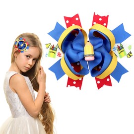 Back to School Hair Bow Clips Cute Pencil Hair Alligator Clips Blue Ribbon Hair Bow Barrette Large School Hair Bows for Girls Back to School Hair Accessories for Thin Thick Hair Decoration