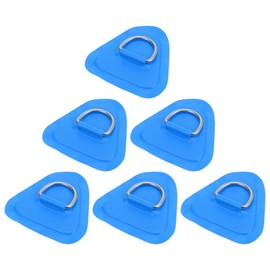 X AUTOHAUX 6pcs D Ring Patch PVC Stainless Steel Triangle Shape D Ring Pad for Inflatable Boat Kayak Canoe Deck Blue