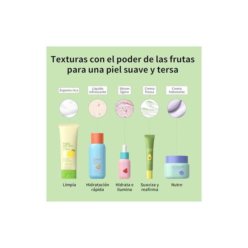 Set Cuidado de la Piel Frutal 5 Piezas Hidratación Mujer