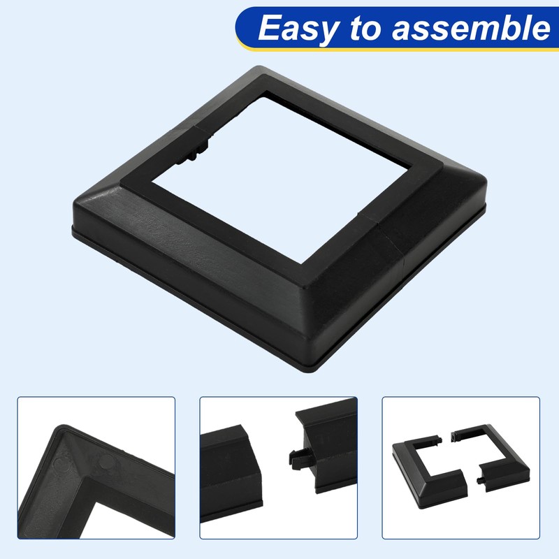 JarThenaAMCS 12Pcs PVC Post Skirt 3.5 x 3.5 Inch Black