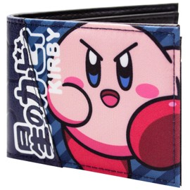 Pink Dream Kirby Dreamland Star Allies Fierce Stare Embossed Wallet Unisex Bi-Fold ID & Card Holder, Blue