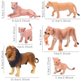 ONEST 7 Pieces Mini Lion Figurines Playset Hand Painted Tiny Lions Realistic Detailed Plastic Lion Figures Toys Small Lions Figurines for Kids Adults