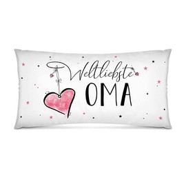 PR Print Royal XXL Decorative Cushion with Filling - Weltliebste Oma - Gift for the Best Grandma, Birthday - White, 80 x 40 cm