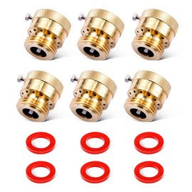 LitOrange Litorange 6 Pack Brass 3/4" Inch GHT Hose Bibb Connector Backflow Preventer Vacuum Breaker