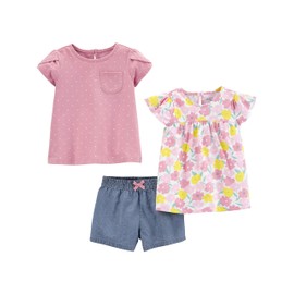 Simple Joys by Carter's - Juego de ropa de juego de 3 piezas para niñas pequeñas, floral, 4T