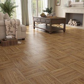 Stickyart 36 PCS Wood Floor Tile Peel and Stick 12"x12" Waterproof Vinyl Plank Flooring Tile Honey Oak Wood Floor Tiles Sheet Self Adhesive Sheet Vinyl Flooring for Kitchen Living Room Bedroom Tiles