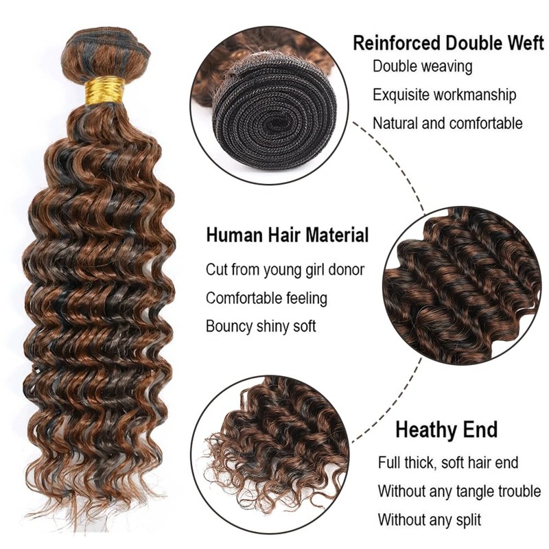 P1B30 Bundle Highlight Loose Deep Wave Human Hair Bundles Ombre