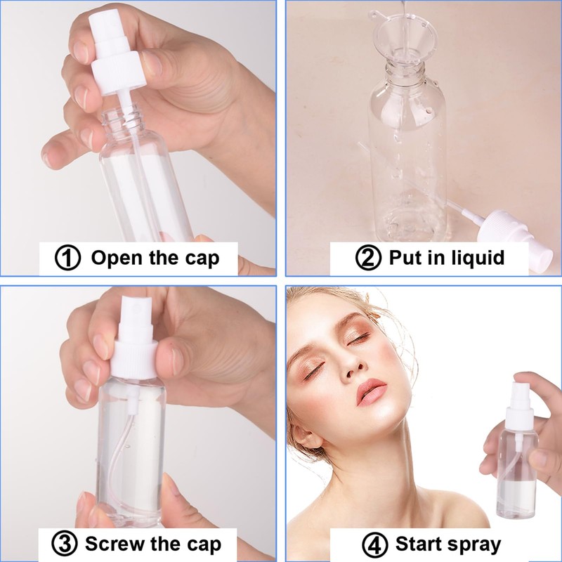 Spray Bottle, 2oz/50ml Small Plastic Fine Mist Spray Bottles, Mini