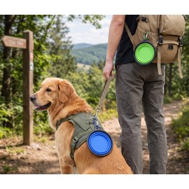 2-in-1 Portable Silicone Pet Travel Feeder with Carabiner