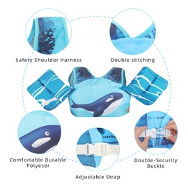 DOOHALO Kids Swim Floats for 28-70 Pounds Kid Arm Shoulder Float Vest Fit for 2-8 Years Older Boys Girls Toddler Baby Children