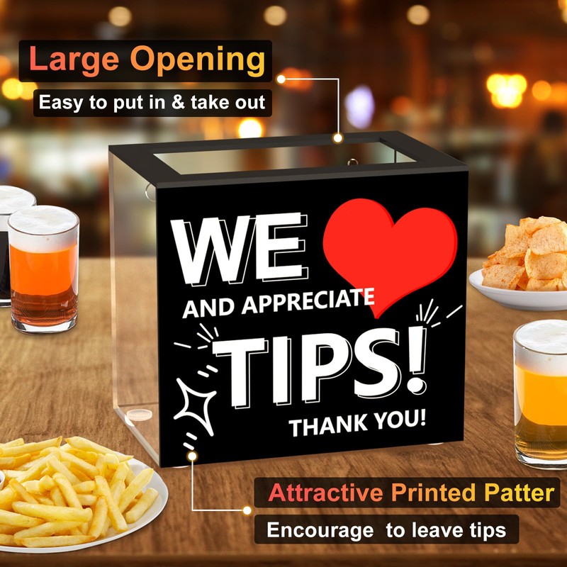 Tip Jar for Bartender Acrylic Tip Box for Money Suggestion