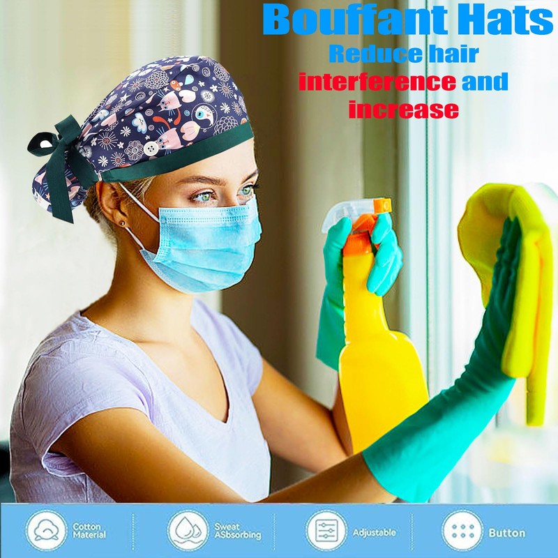 FADACHY Gorra de trabajo con botón de pelo largo, sombrero