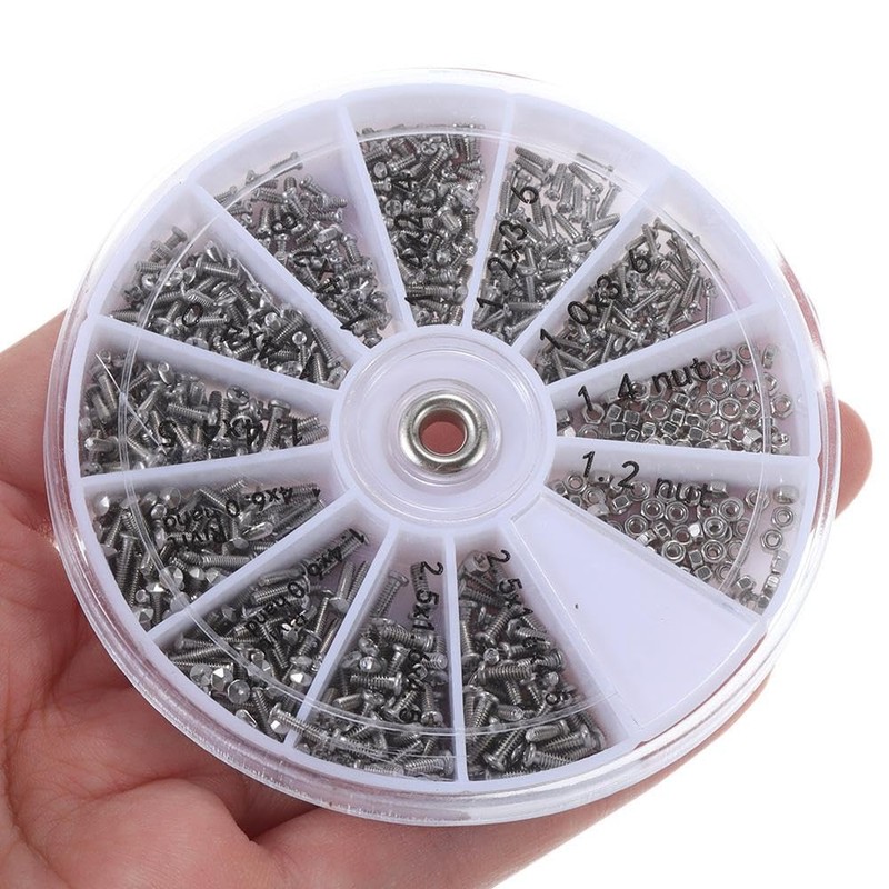 600pcs 12 Different Small Screw Nuts Assortment Kit M1 M1.2