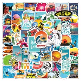 100 Pcs Summer Surfing Stickers for Kids Teens Adults Boys Girls,Stickers Pack for Laptop,Skateboard,Luggage,Car,Bike,Cup,Computer,Water Bottle Decor,Summer Surf Vinyl Waterproof Sticker Decals
