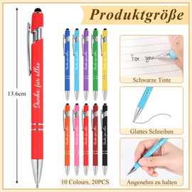 Tenare Pack of 20 Thank You Ballpoint Pens Thank You for Everything Retractable Ballpoint Pen with Engraving Metal Quotes Pen Farewell Gift with Touch Pen for Teachers Employees Colleagues Office