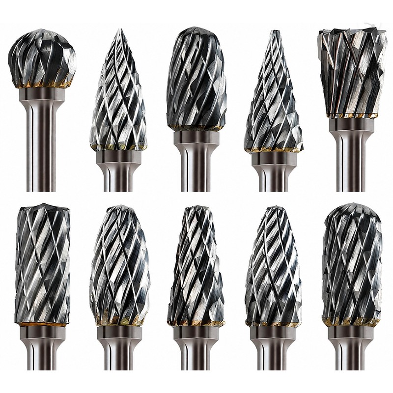 10PCS Carbide Burr Set 1/8 Inch Shank Rotary Tool Bits