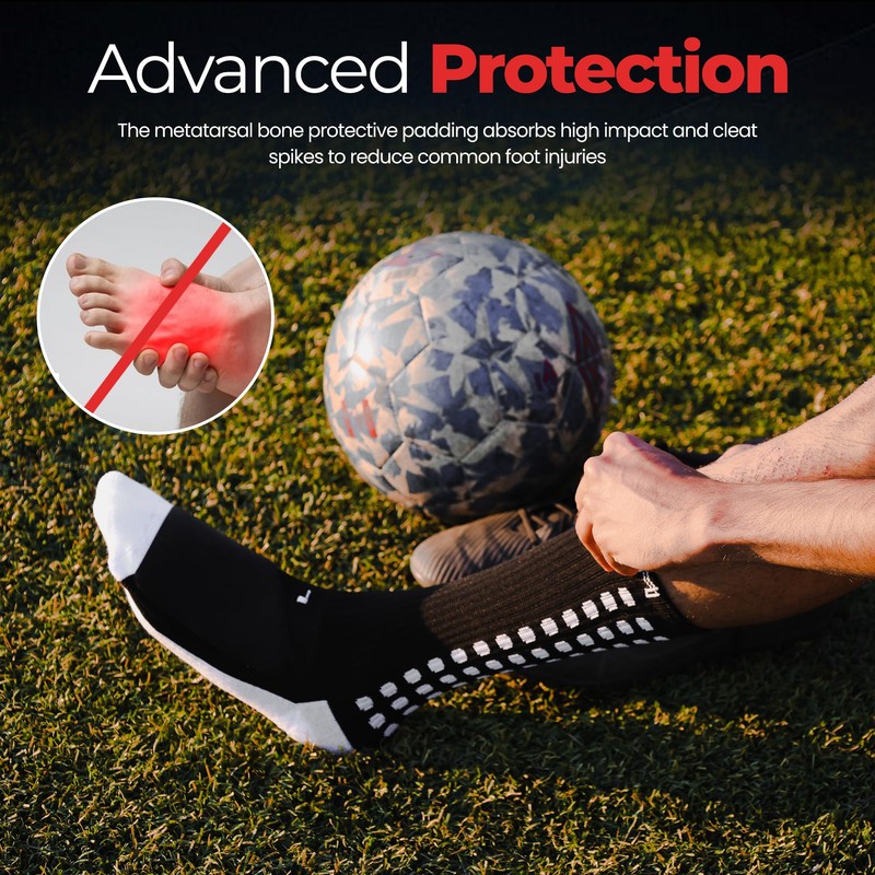 MediCaptain Lite - Protective Athletic Grip Sock with Metatarsal Padding