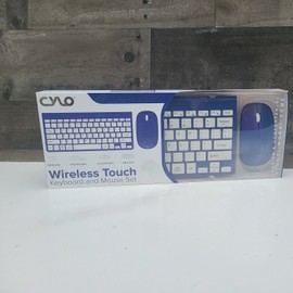 Cylo Metallic Blue Wireless Keyboard & Mouse Combo Ergonomic Scissor Key Anti slip