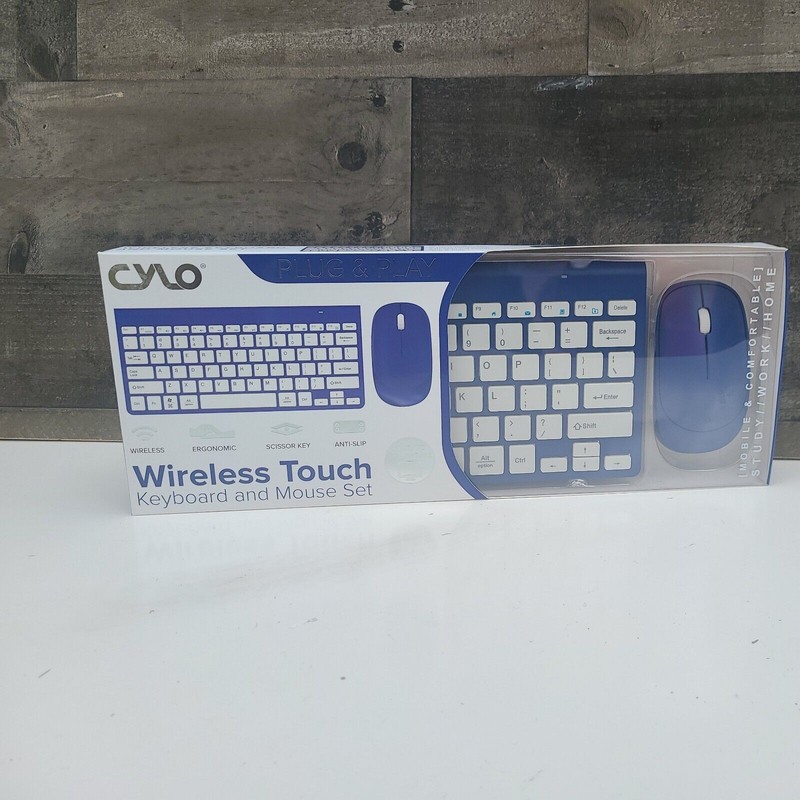 Cylo Metallic Blue Wireless Keyboard & Mouse Combo Ergonomic Scissor