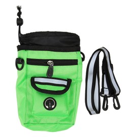 FLEXMAN Dog Treat Pouch, Pet Outdoor Portable Waist Bag with Poop Bag, Large Capacity Pet Training Snack Bag with Adjustable Waist Belt, Zipper Pocket (Fluorescent Green)