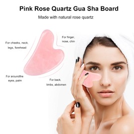 ideayard Herramienta de masaje Gua Sha de cuarzo rosa, piedra de jade natural certificada para escultura facial, herramienta Guasha para terapia de acupuntura de spa, tratamiento de puntos de activación