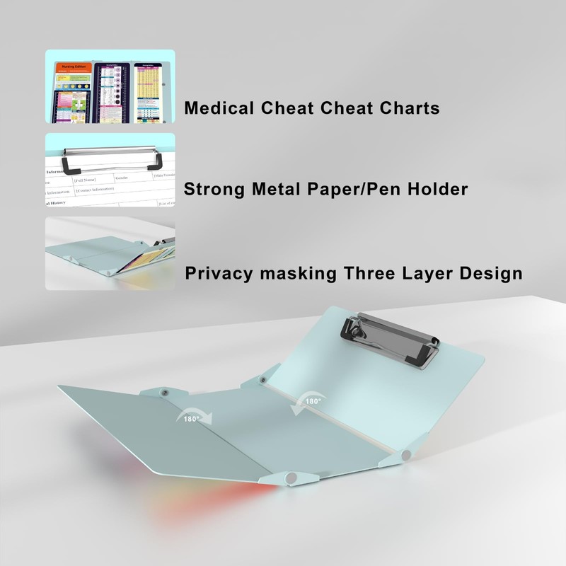 Nursing Clipboard Foldable Pocket Size-Nursing Edition Cheat Sheets Aluminum 3