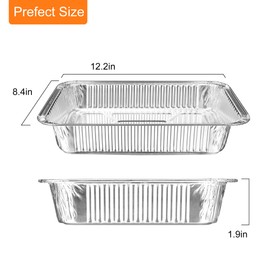 JIEJIE Aluminum Pans 12.5 * 8.8 * 1.6 Disposable Foil Pans For Baking (30 Pack) Food Containers for Roasting, Cooking, Heating or Steam Table