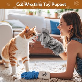 Mity rain Cat Wrestling Toy Puppet - Interactive Glove for Fun Play, Safe & Soft Cat Glove Puppet for Indoor Exercise & Mental Stimulation, Ideal for Pet Lovers