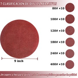 Discos de Lijado, Lija Orbital de 5 Pulgadas, 60 Unidades de Papel de Lija Orbital, Gancho y Bucle Surtido de Papel de Lija Orbital Aleatorio, Incluye 80/100/120/180/240/400 Surtidos, Para Madera