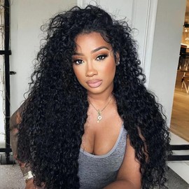 VANTELUVE Water Wave Half Wigs Human Hair 180% Density 3 In 1 Half Wig With Drawstring Seamless Clip Ins Flip Over Glueless Wigs Human Hair For Black Women No Lace Wigs 24 Inch