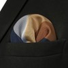 S&W SHLAX&WING Men's Striped Pocket Square, Business Gift, Blue Brown,