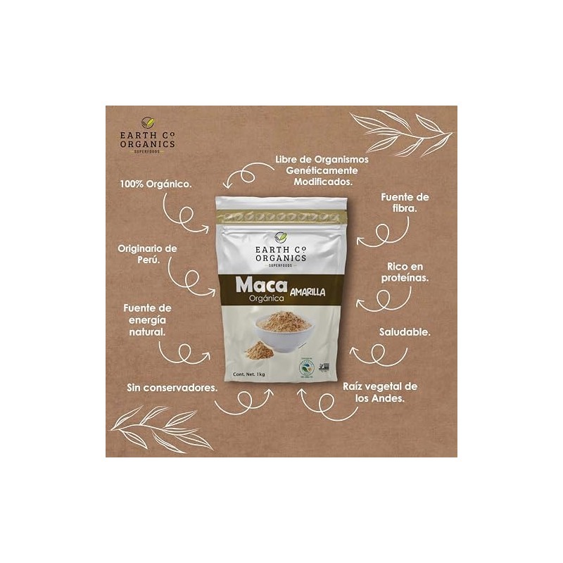 Maca Peruana Orgánica 100 Natural Maca en Polvo Amarilla Alta