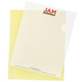 JAM PAPER Plastic Sleeves - Letter Size - 9 x 11 1/2 - Yellow Project Pockets - 120 Bulk Page Protectors/Pack