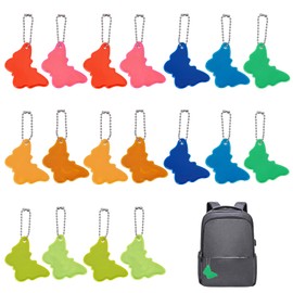 NICENEEDED 18 Pcs Safety Reflector Pendants, Butterfly Reflector Pendant Tags with Chains, Waterproof reflective Zipper Keychain Pedestrian Bag Pendant Keyrings for Backpack Bag
