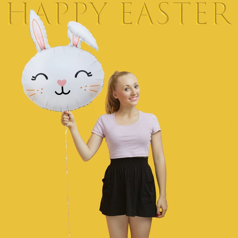 HADCKJA Bunny Balloons Easter Balloons Rabbit Head Foil Balloon for