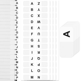 OIIKI 104PCS White Alphabet Tabs, A to Z 26 Letters Alphabet Stickers, Alphabetical Tabs Indexes, School Alphabet Label Stickers for Books, Dictionary, Notes, File -4 Sheets